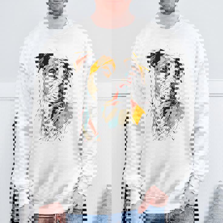 ピットブル 抽象 ペット お絵かき イラスト 動物 ピットブル スウェットシャツ 高齢者への贈り物