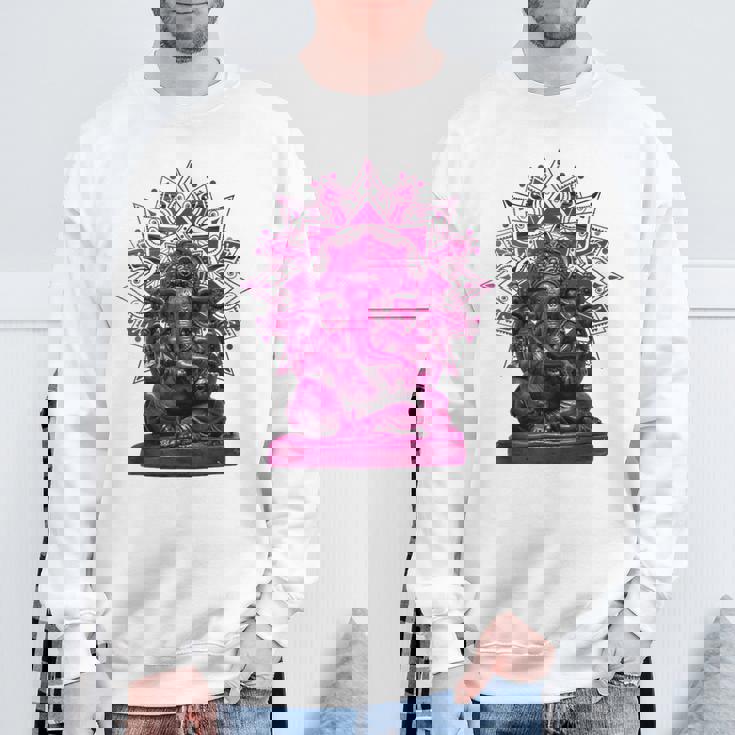 ピンク 象 ヒンドゥー教 ガネーシャ オーナメント スウェットシャツ 高齢者への贈り物