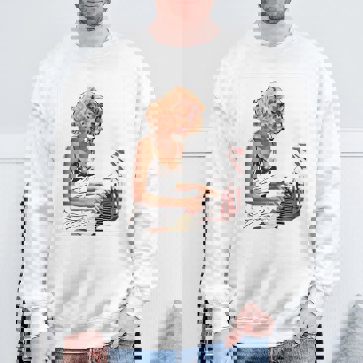 ピンナップガール ピアノ ピアニスト ヴィンテージ 長袖tシャツ スウェットシャツ 高齢者への贈り物