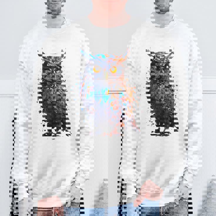 フクロウ アートワーク 動物 フクロウ スウェットシャツ 高齢者への贈り物