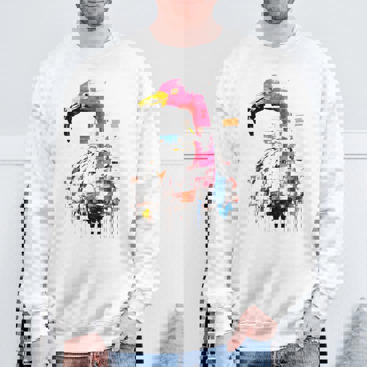 フラミンゴ 鮮やかな色 芸術的な野生動物の表現 スウェットシャツ 高齢者への贈り物