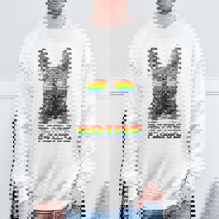 フレンチブルドッグ ゲイプライド Lgbt レインボーフラッグ サングラス Lgbtq スウェットシャツ 高齢者への贈り物