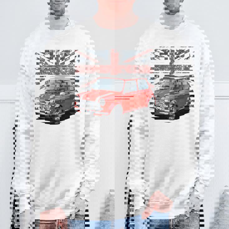 ブリティッシュクラシックカー レッドミニスポーツカー スウェットシャツ 高齢者への贈り物