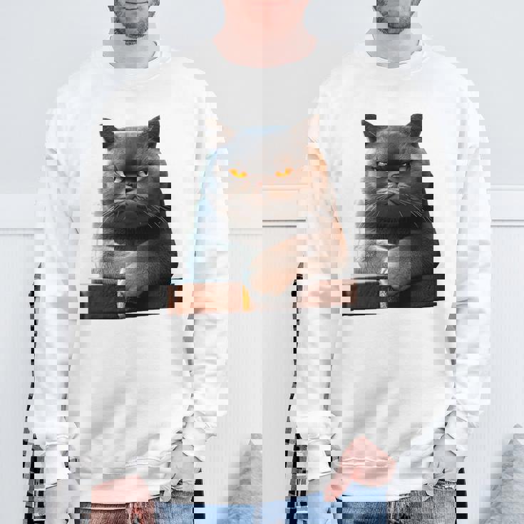 ブリティッシュショートヘア猫猫ママ猫ママかわいい猫 長袖tシャツ スウェットシャツ 高齢者への贈り物