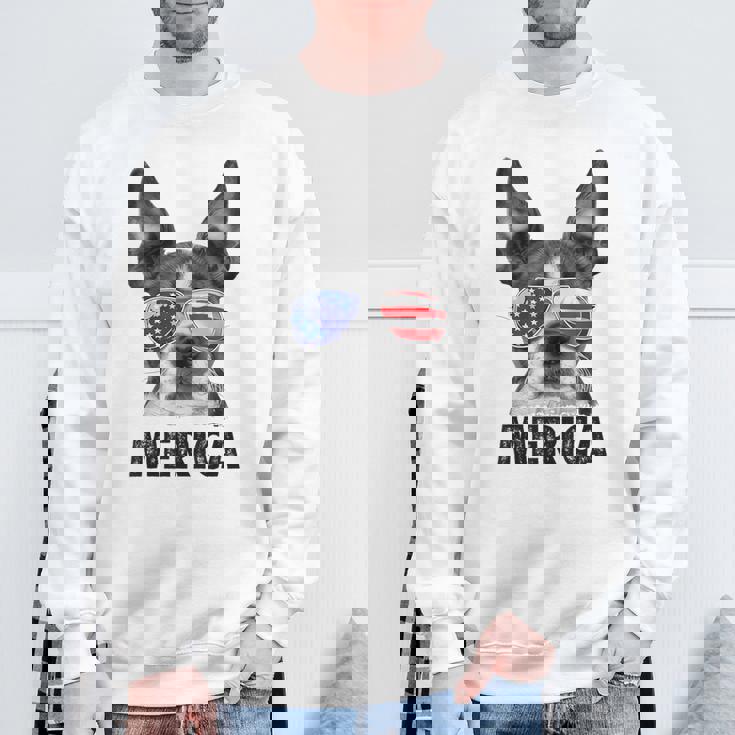 ボストン・テリア 7月4日 メリカ メンズ レディース アメリカ国旗 スウェットシャツ 高齢者への贈り物