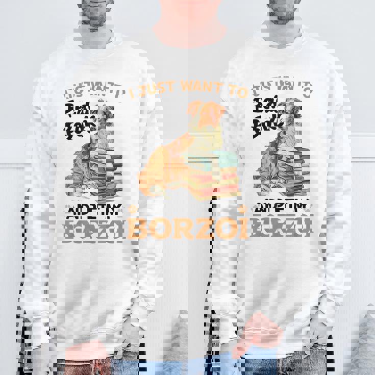 ボルゾイ・ドッグ・ブリード本を読んでボルゾイを撫でたいだけ スウェットシャツ 高齢者への贈り物