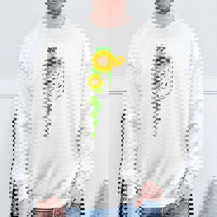 ポケットに入ったかわいいひまわり クリスマスギフト スウェットシャツ 高齢者への贈り物