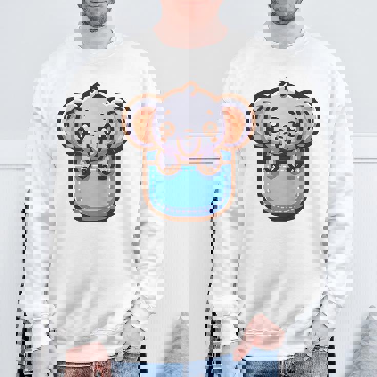 ポケットに入ったかわいい象 スウェットシャツ 高齢者への贈り物