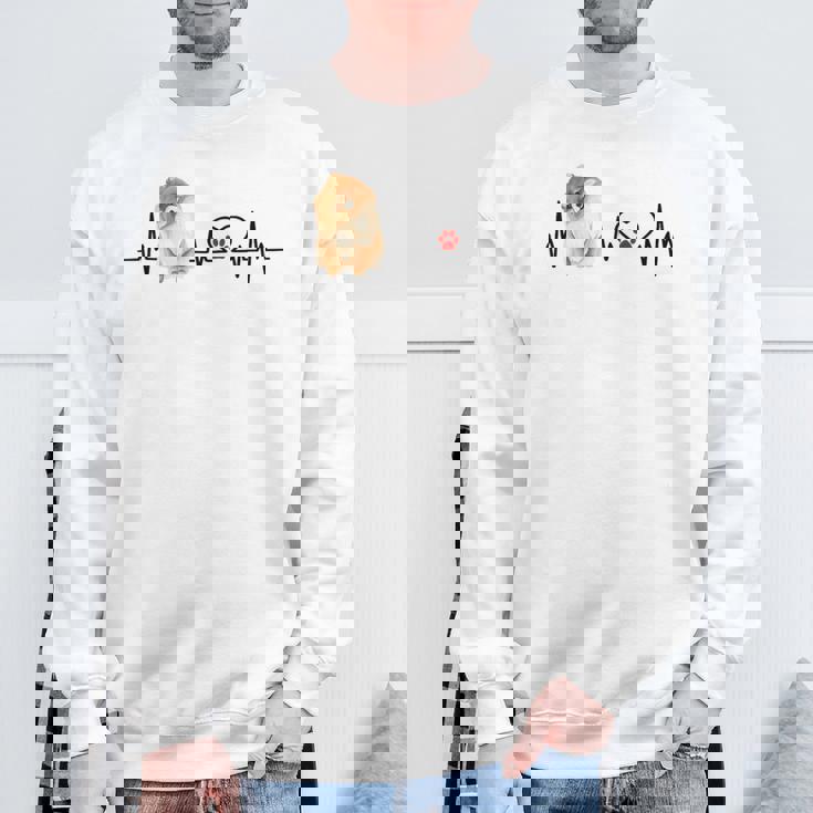 ポメラニアン Ekg ハートビートハートライン 肉球プリント スウェットシャツ 高齢者への贈り物