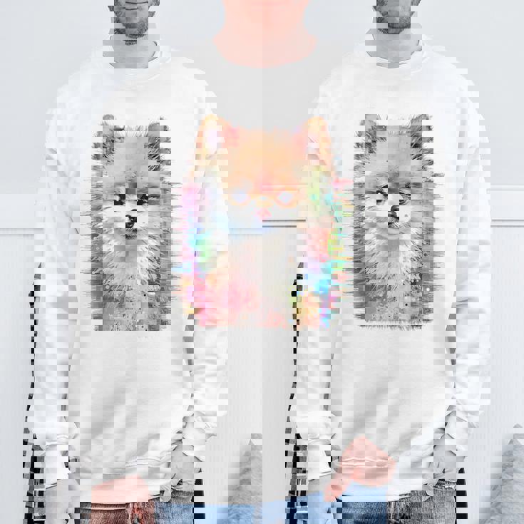 ポメラニアン 抽象画 グラフィック 絵画 動物 ポメラニアン スウェットシャツ 高齢者への贈り物