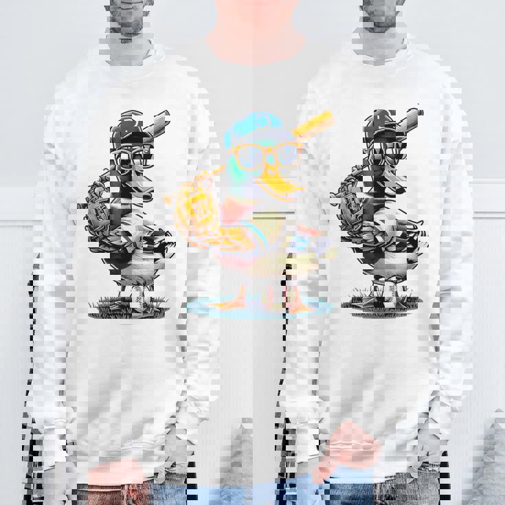 マガモのアヒル 野球愛好家 アヒル 野球 スウェットシャツ 高齢者への贈り物