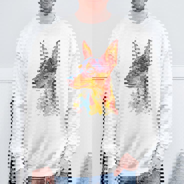 ミニチュア ピンシャー 犬 ペット カラフル ミニチュア ピンシャー スウェットシャツ 高齢者への贈り物