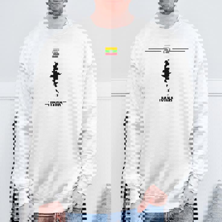 ミャンマーの地図と国の名前が付いたビルマの国旗 スウェットシャツ 高齢者への贈り物