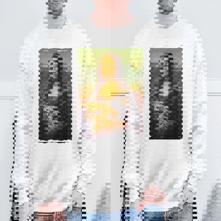 モナ・リザとオレンジ色の猫 面白いアートの絵 スウェットシャツ 高齢者への贈り物