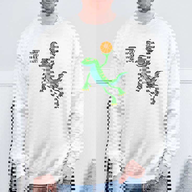 ヤモリ バスケットボール ホビー スポーツ 爬虫類 長袖tシャツ スウェットシャツ 高齢者への贈り物