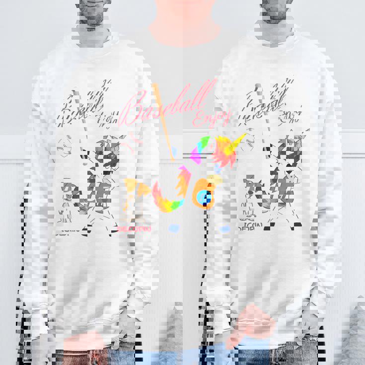 ユニコーン 野球 デコピン 長袖tシャツ スウェットシャツ 高齢者への贈り物