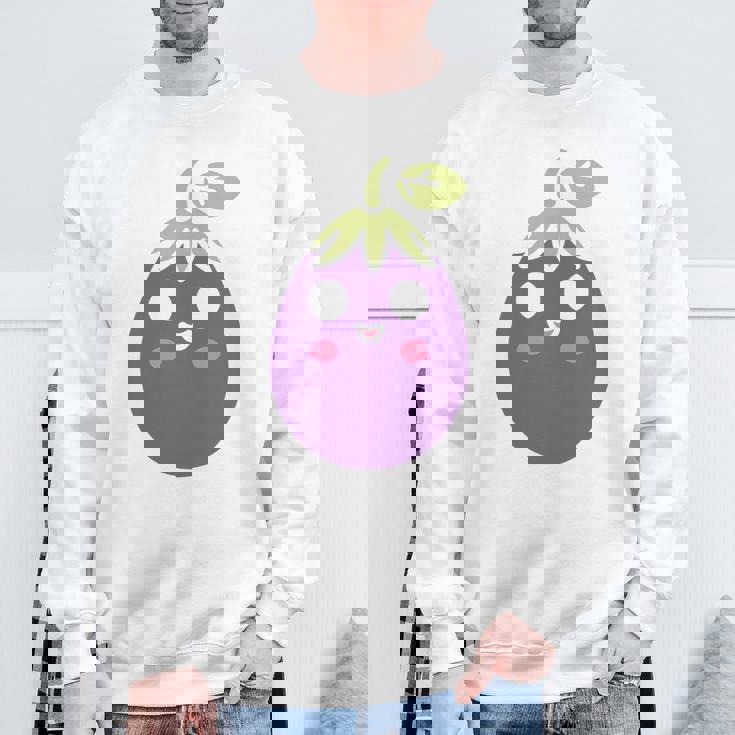 ユーモアフードナスのシンプルなナス 長袖tシャツ スウェットシャツ 高齢者への贈り物