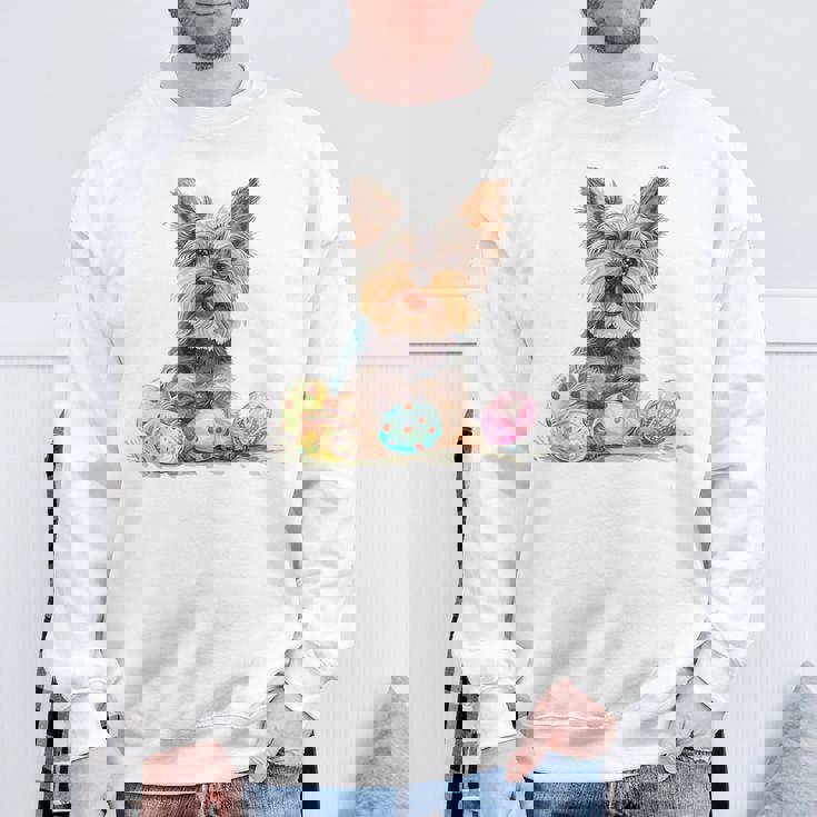 ヨーキー ヨークシャーテリア 犬種 ハッピーイースター メンズ レディース スウェットシャツ 高齢者への贈り物