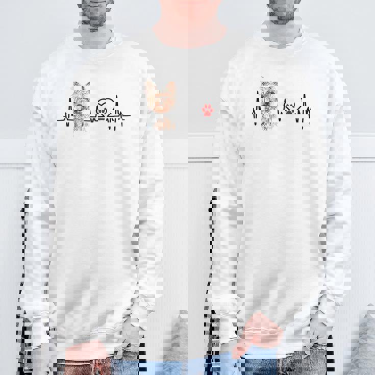 ヨークシャーテリア 心電図 ハートビート ハートライン 犬好き スウェットシャツ 高齢者への贈り物