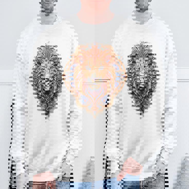 ライオン 動物 彫刻 動物園 抽象芸術 絵画 ライオン スウェットシャツ 高齢者への贈り物