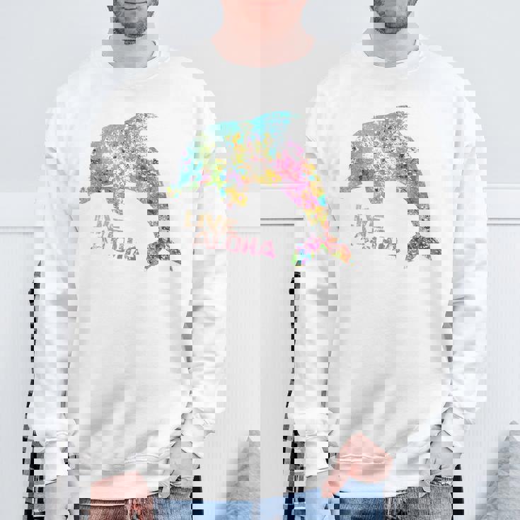 ライブ アロハ イルカ グラフィック スウェットシャツ 高齢者への贈り物