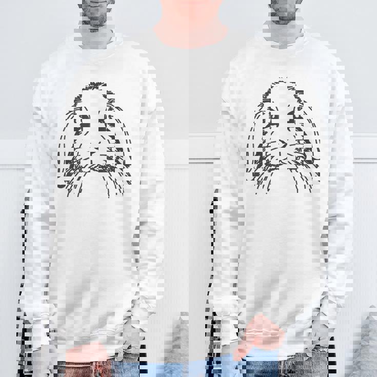 ラインアートダッドママラビット-ホーランドロップ スウェットシャツ 高齢者への贈り物