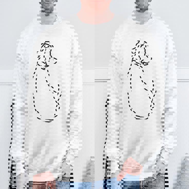 ラインタトゥー、ラインアートtシャツ、ミニマリストな犬のモチーフ スウェットシャツ 高齢者への贈り物