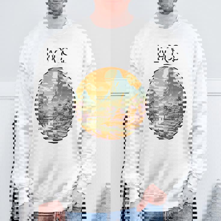 ラオスの風景 アールデコ スウェットシャツ 高齢者への贈り物