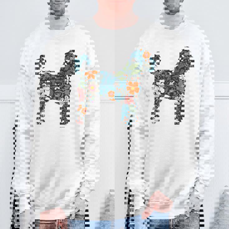 ラブラドゥードルやゴールデンドゥードルのママのためのフローラルドッグシルエット スウェットシャツ 高齢者への贈り物