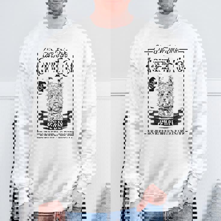 レトロ ケアンテリア コーヒー 面白い 犬 ママ コーヒー愛好家 スウェットシャツ 高齢者への贈り物