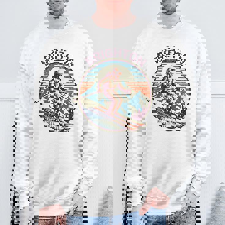 レトロ ヴィンテージ ブライトン ユタ スキー リゾート ウィンタースキー 長袖tシャツ スウェットシャツ 高齢者への贈り物