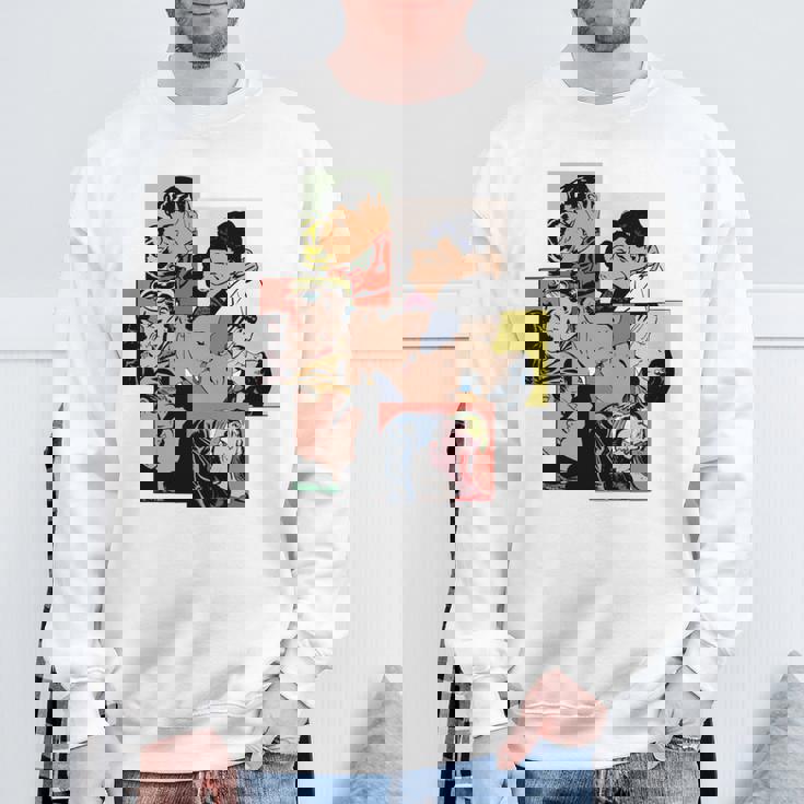 レトロコミックキス、コラージュ、ビンテージポップアートキスコミックスタイル 長袖tシャツ スウェットシャツ 高齢者への贈り物