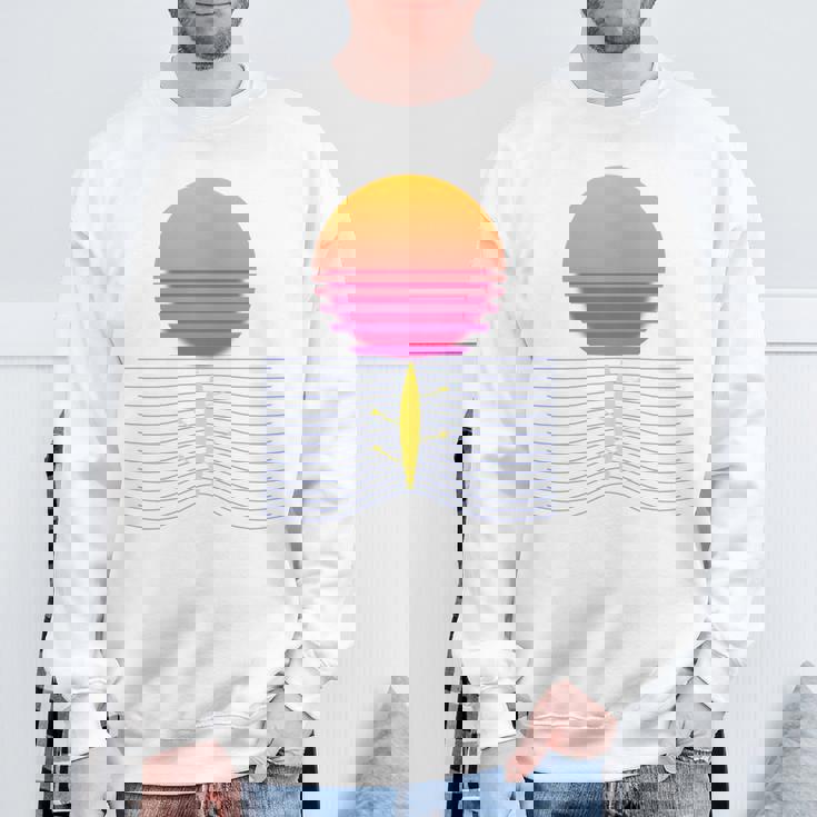 ローイング レトロ サンセット I チーム ローイング ボート ローイング スポーツ 長袖tシャツ スウェットシャツ 高齢者への贈り物