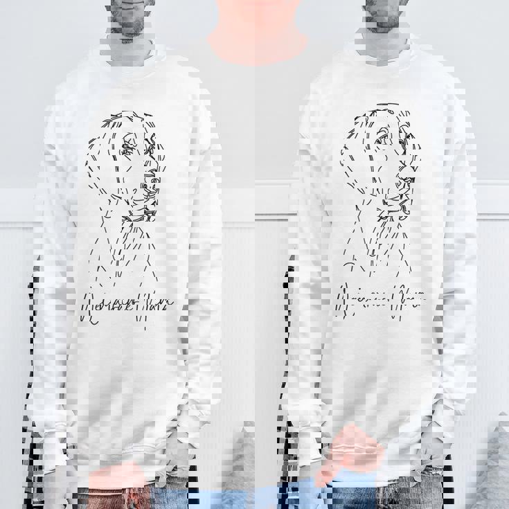 ワイマラナー ママ ワイマラナー ママ かわいい ラインアート 犬 アーティスティック スウェットシャツ 高齢者への贈り物