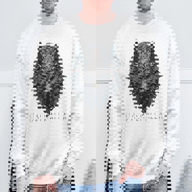 ヴァルハラ ウルフマスク オーディン ルーン文字 北欧コンパス バイキング メンズ レディース 長袖tシャツ スウェットシャツ 高齢者への贈り物