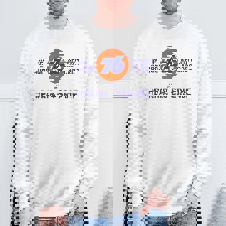 ヴィンテージ 76 ガソリンポンプ サイン レトロ ガソリン ガレージ スウェットシャツ 高齢者への贈り物