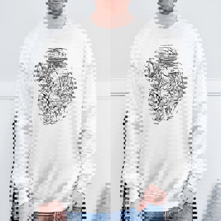 ヴィンテージエンジンブロック – メンズカー&メカニックガレージグラフィック スウェットシャツ 高齢者への贈り物