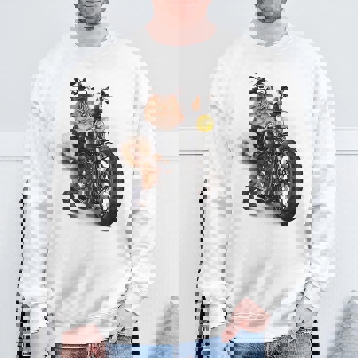 三毛猫 オレンジ猫 ねこ バイク バイカー スウェットシャツ 高齢者への贈り物