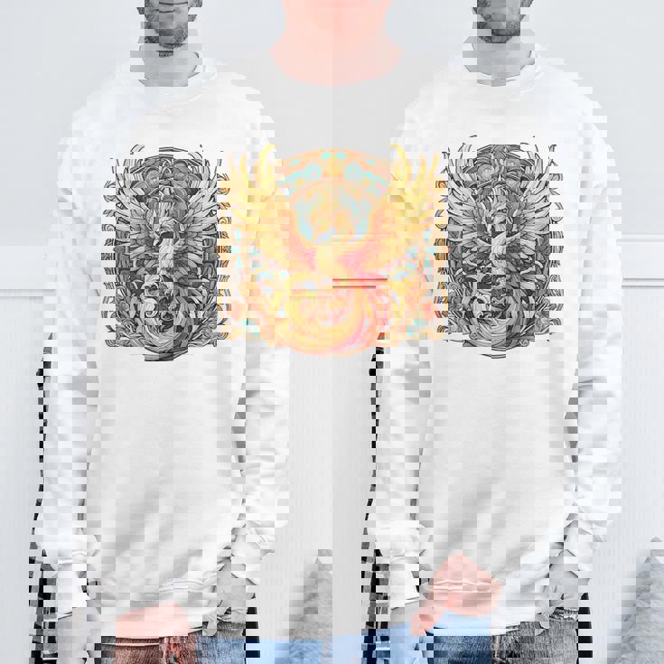 不死鳥 火の鳥 フェニックス イラスト バックプリント スウェットシャツ 高齢者への贈り物