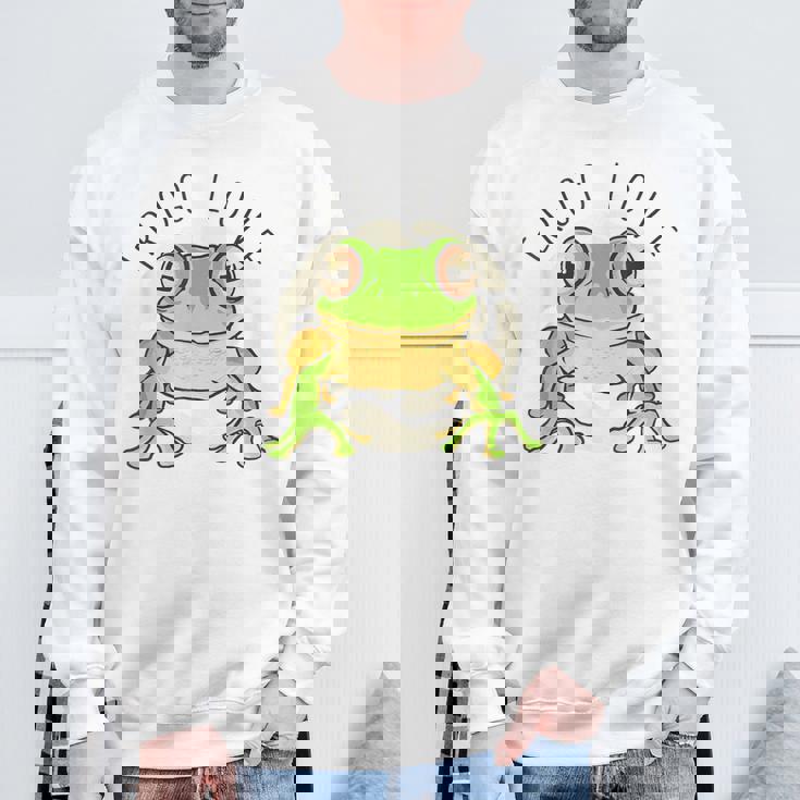 両生類の友達 恋人デザイン グリーンフロッグ スウェットシャツ 高齢者への贈り物