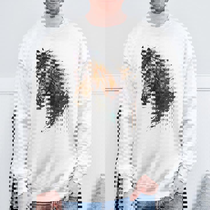 乗馬アート アニマルプリント 馬モチーフ 馬 スウェットシャツ 高齢者への贈り物