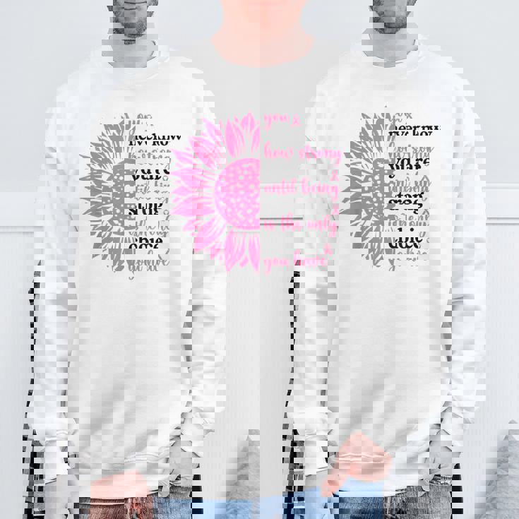 乳がんファイター サバイバー ひまわり ピンクリボン 戦士 スウェットシャツ 高齢者への贈り物