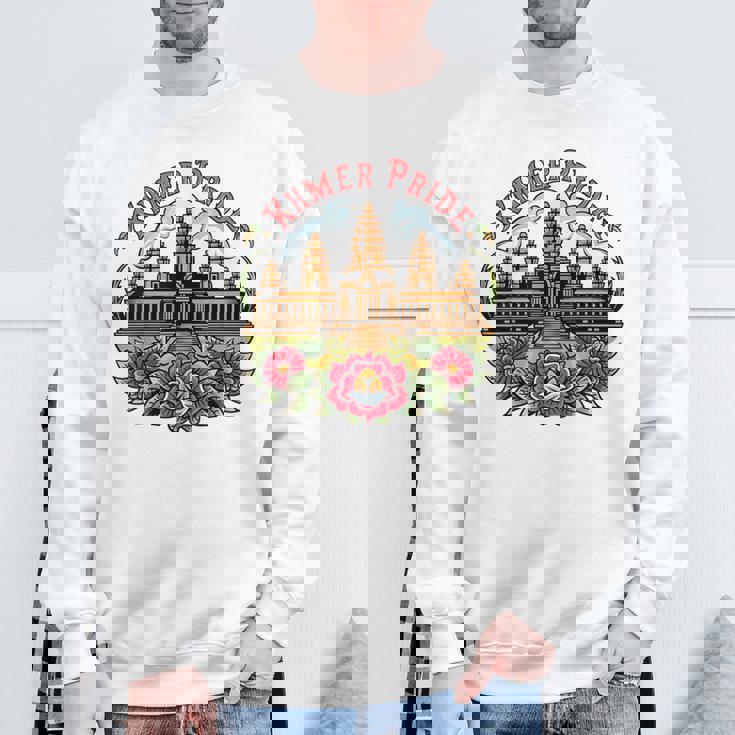 伝統的なカンボジアのクメールタトゥーデザインアンコールワット スウェットシャツ 高齢者への贈り物