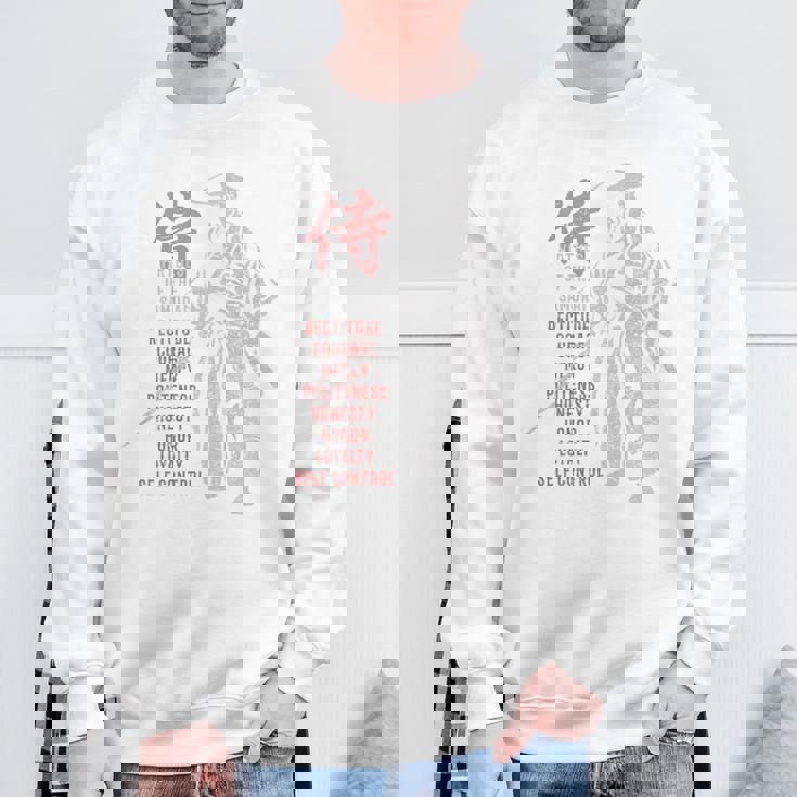 侍、日本の戦士の美徳-バックプリント スウェットシャツ 高齢者への贈り物