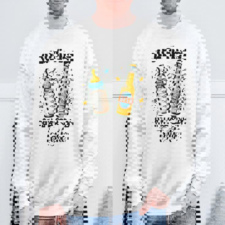 初めての父の日一緒に面白いお父さんと赤ちゃん スウェットシャツ 高齢者への贈り物