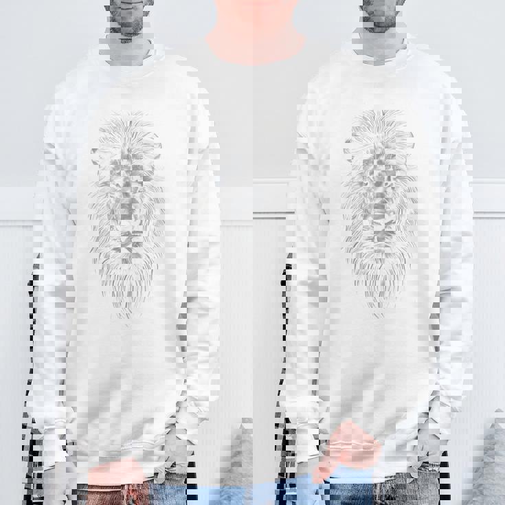 動物愛好家のための雄大なライオンポートレートグラフィックデザイン。 長袖tシャツ スウェットシャツ 高齢者への贈り物