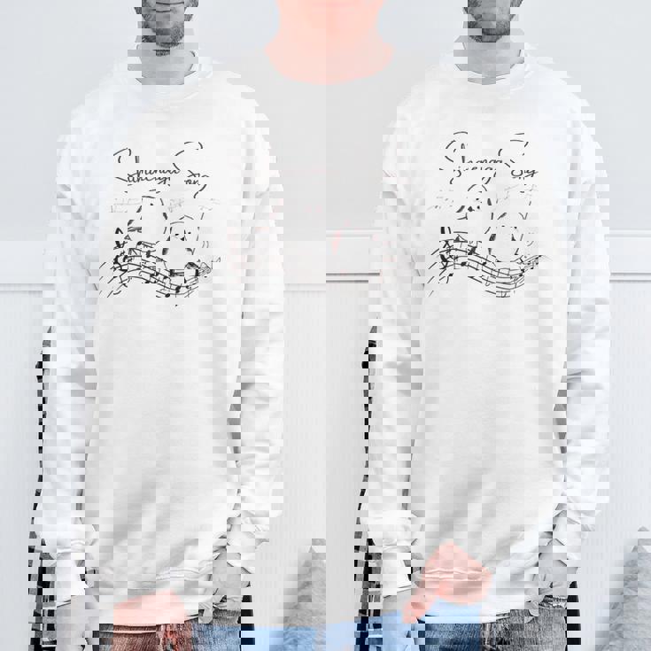 北海道の歌う小鳥 シマエナガ 音符 音楽好き 指揮者 可愛い スウェットシャツ 高齢者への贈り物