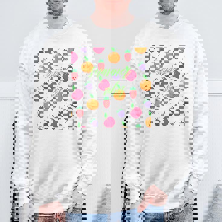 夏の雰囲気、フルーツ好き、夏のフルーツ、シトラスディライト 長袖tシャツ スウェットシャツ 高齢者への贈り物