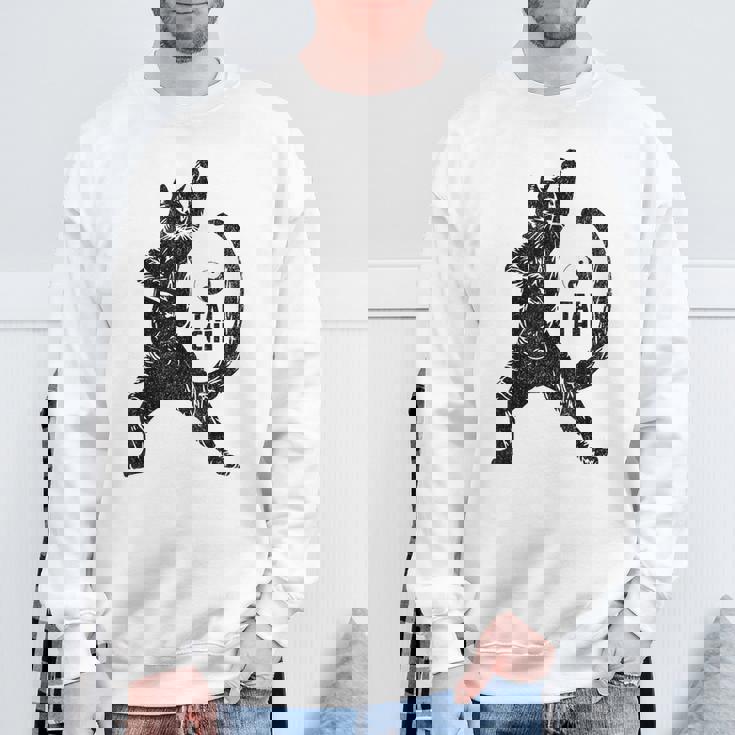 太極拳の練習をしている陽気な猫 陰陽 スウェットシャツ 高齢者への贈り物