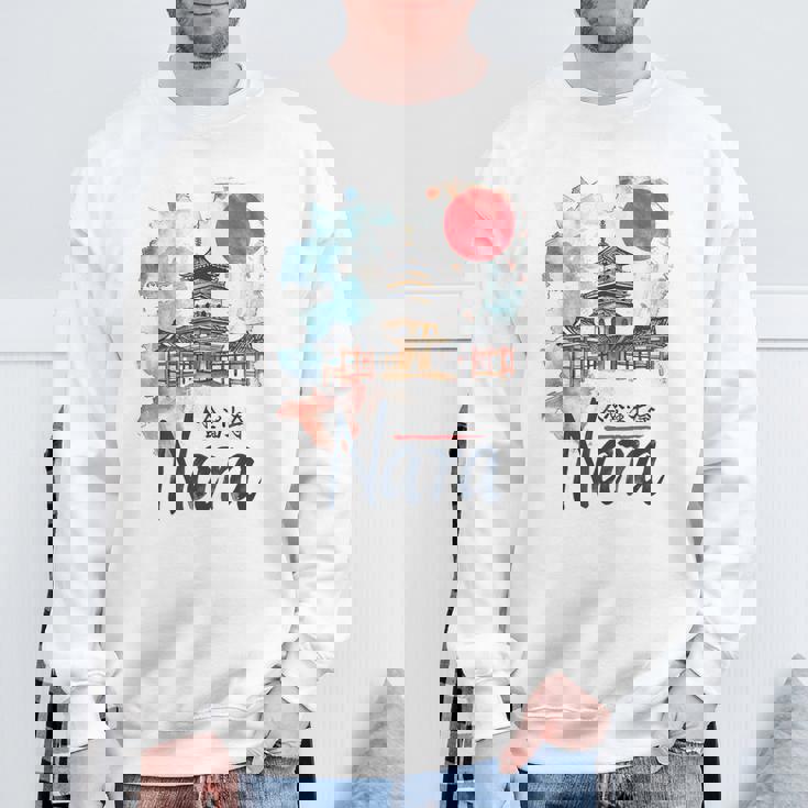 奈良 日本 市街地 旅行 お土産 和 水彩 行楽 スウェットシャツ 高齢者への贈り物